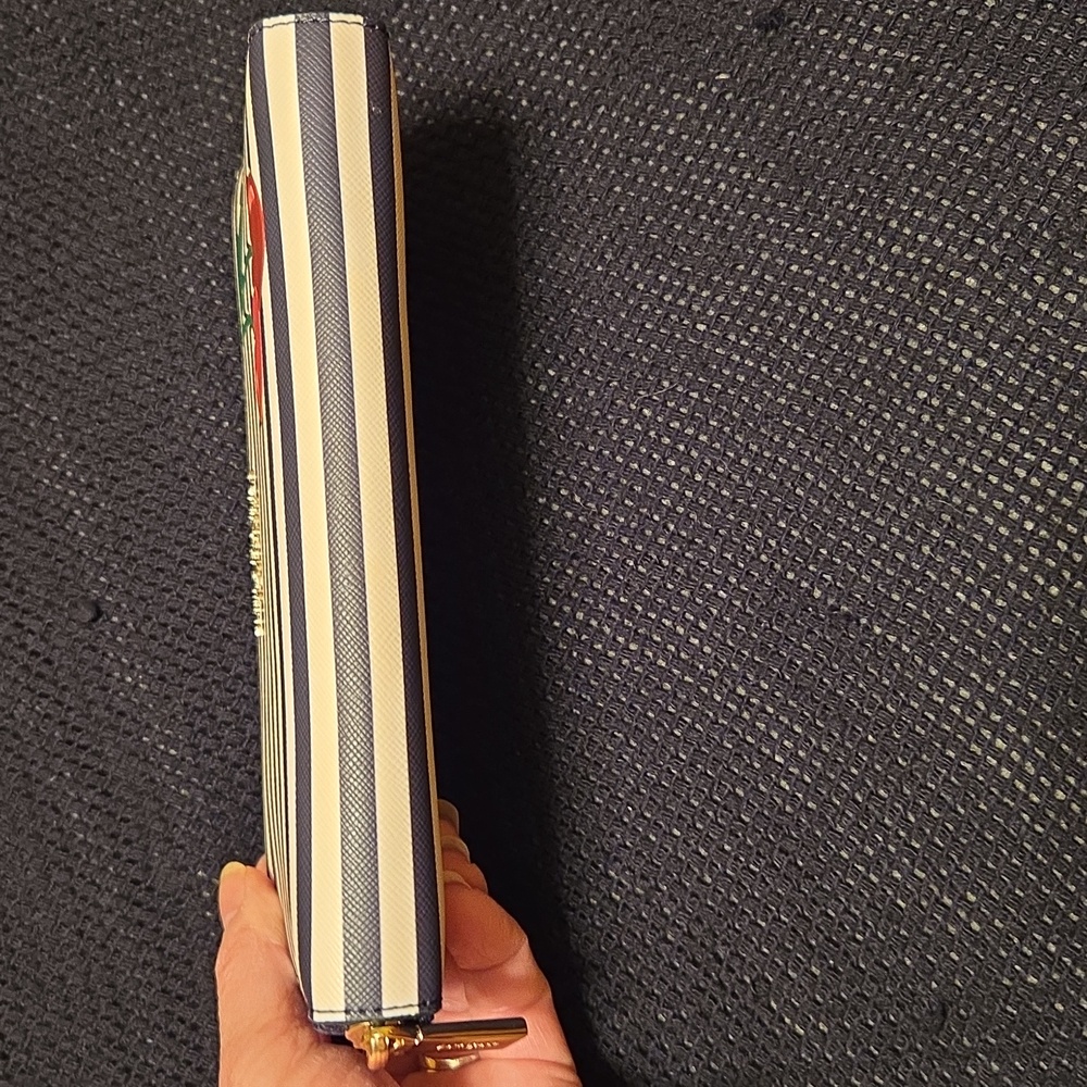 Kate Spade Navy & Cream Striped Wallet with Cherry Accent...like New! - Picture 11 of 11